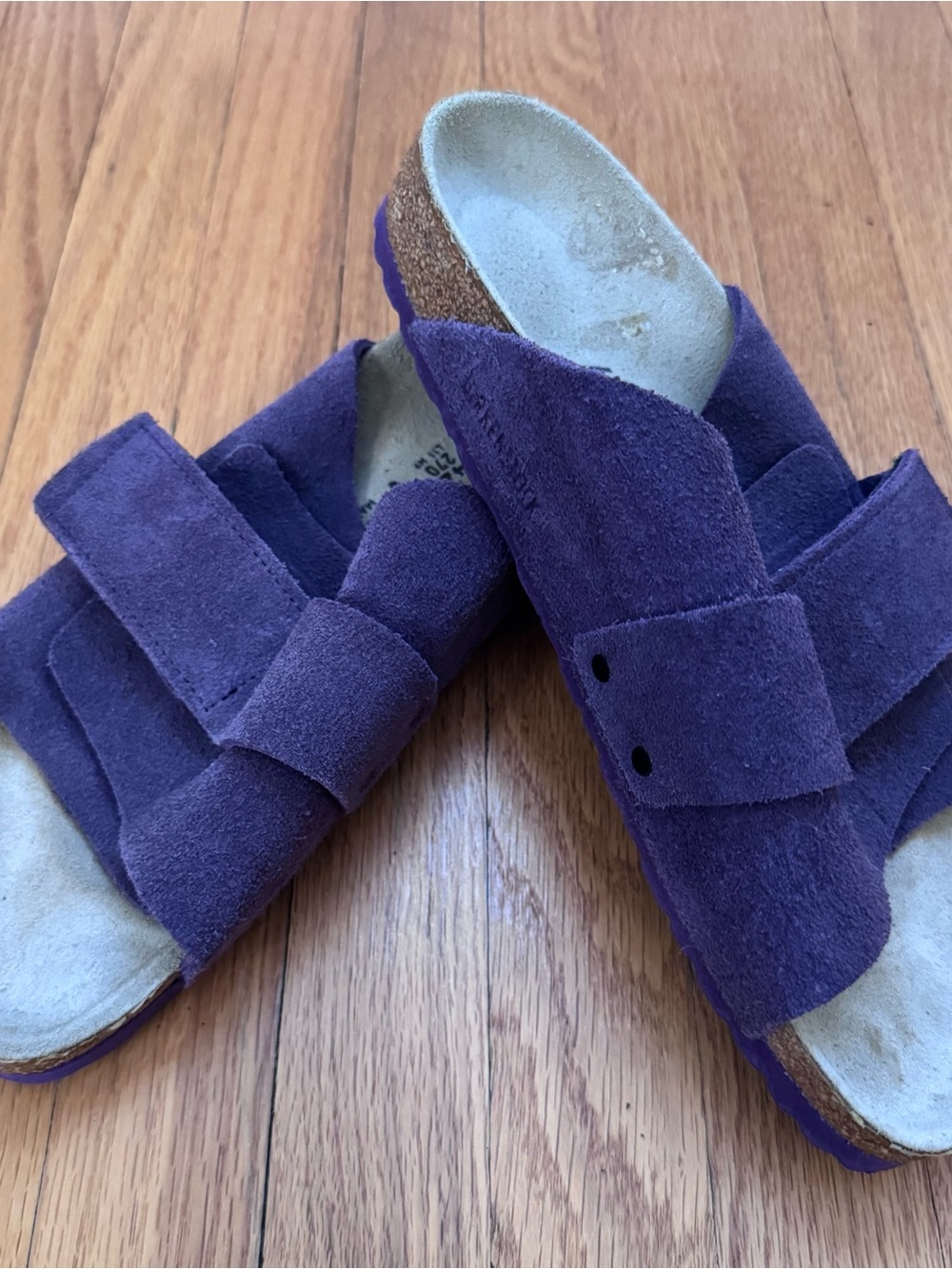 Birkenstock Purple Suede Double-Band Slide Sandals
